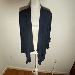 Chico's Navy Open Front Cardigan with drawstring Size 3
